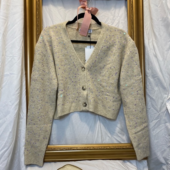 🌸Knit cardigan with flower sequin appliqué - Picture 5 of 11